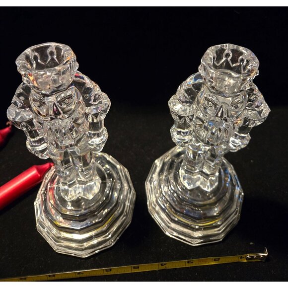 Vintage Princess House Crystal Nutcracker Candlestick Holders Holiday Décor mint - Picture 5 of 10
